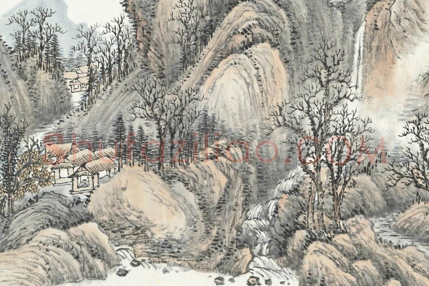 张石园(张克龢)仿古山水画册局部 (12)
