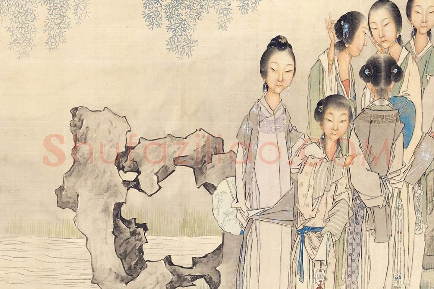 钱慧安《仿仇英仕女图》局部 (2)