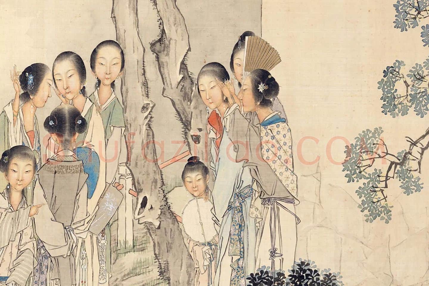 钱慧安《仿仇英仕女图》局部 (3)
