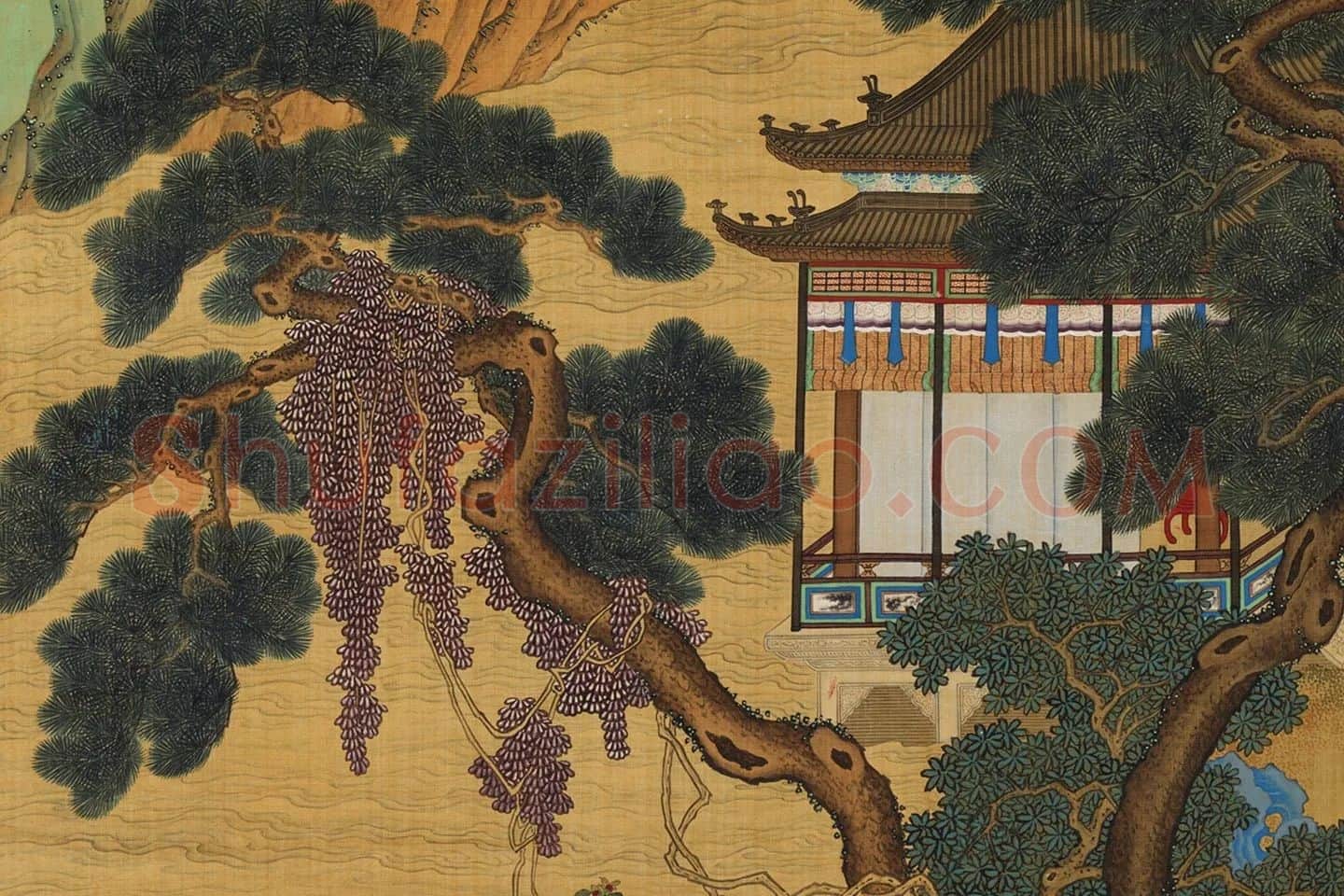 仇英青绿山水人物《宝绘堂图》局部 (3)