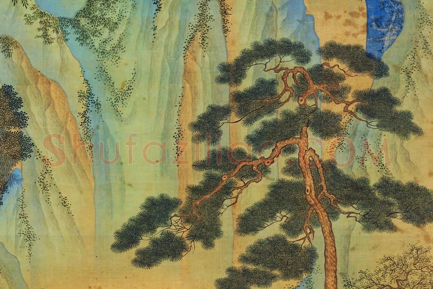 仇英青绿山水人物画《昼锦堂图》局部 (4)