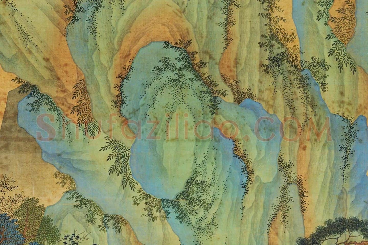 仇英青绿山水人物画《昼锦堂图》局部 (5)