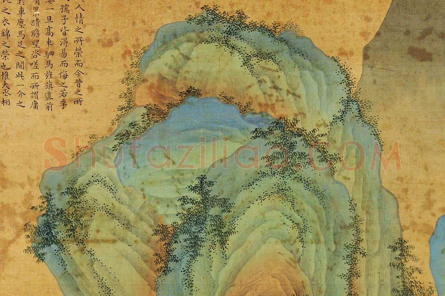 仇英青绿山水人物画《昼锦堂图》局部 (6)