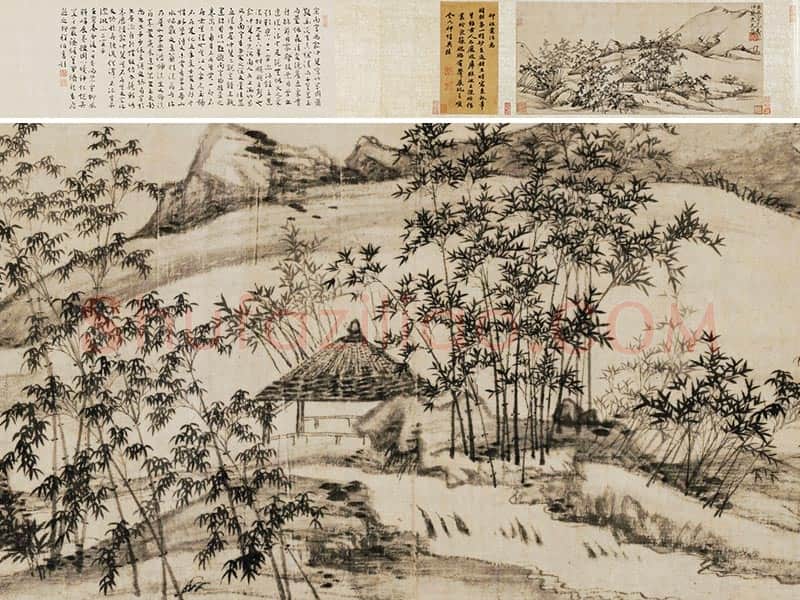 宋克《竹林茅屋图》卷