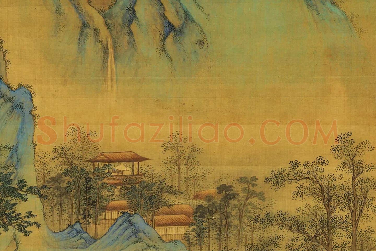 仇英青绿山水《春山吟赏图》局部 (6)