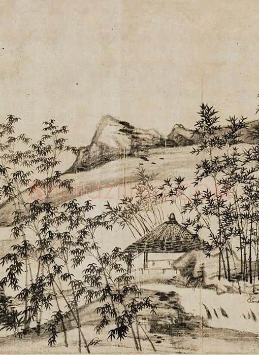 宋克《竹林茅屋图》_09