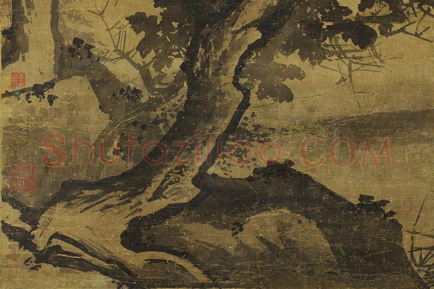 蒋嵩山水画《归渔图》局部 (1)