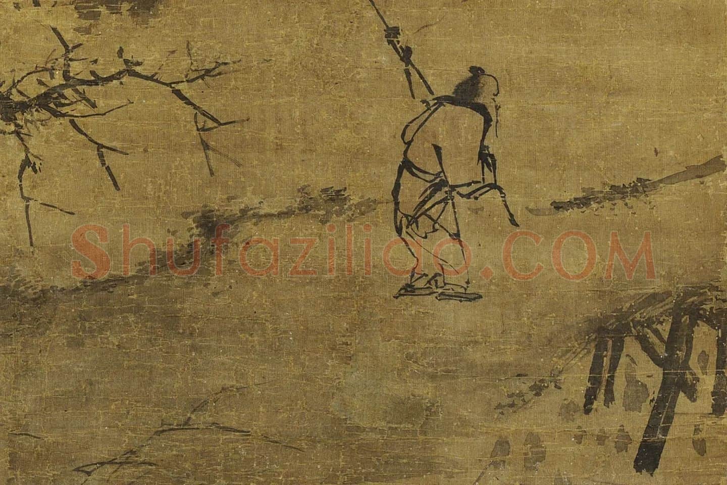 蒋嵩山水画《归渔图》局部 (2)