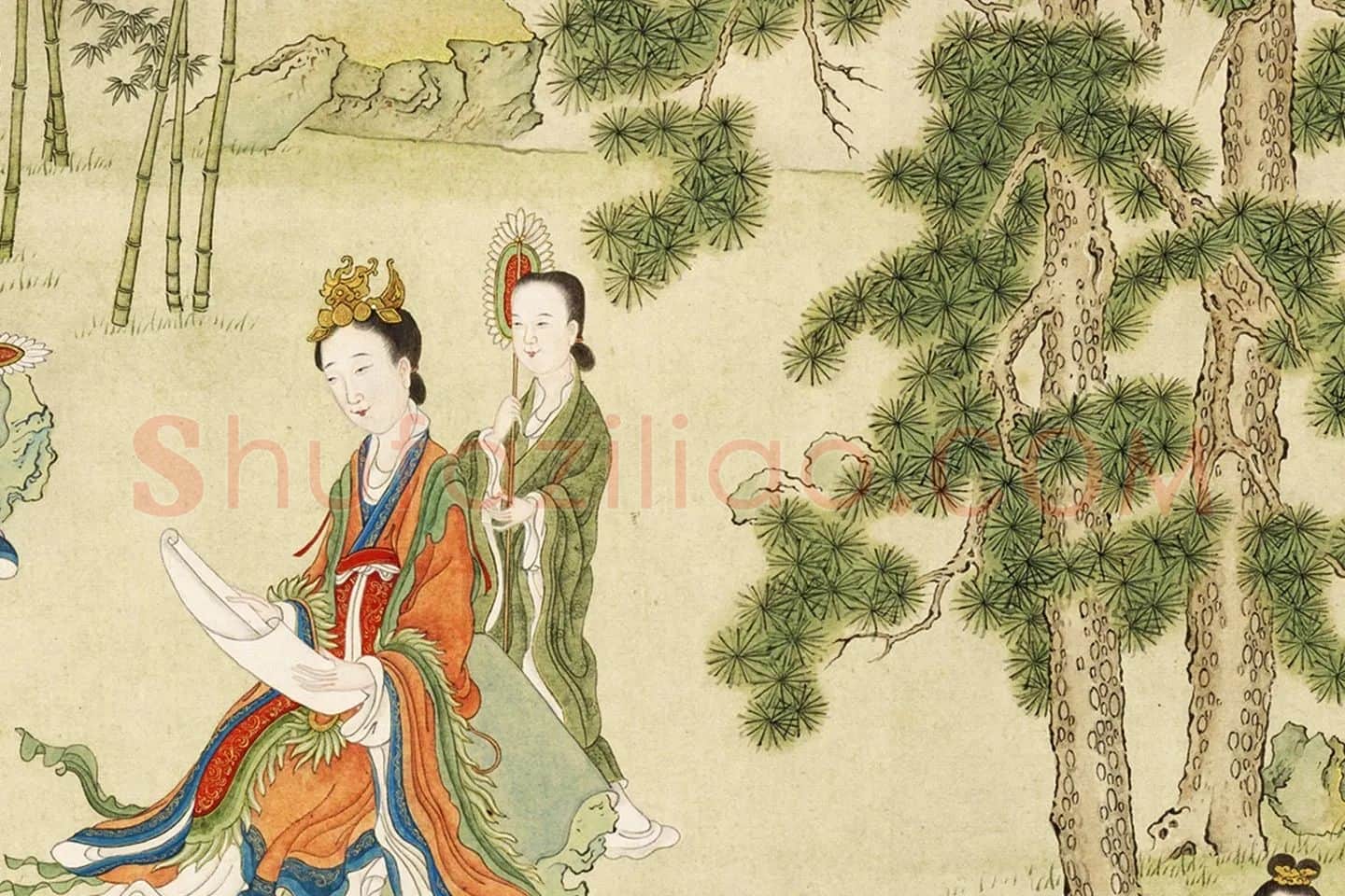 清·顾铨《摹阮郜女仙图》局部 (3)