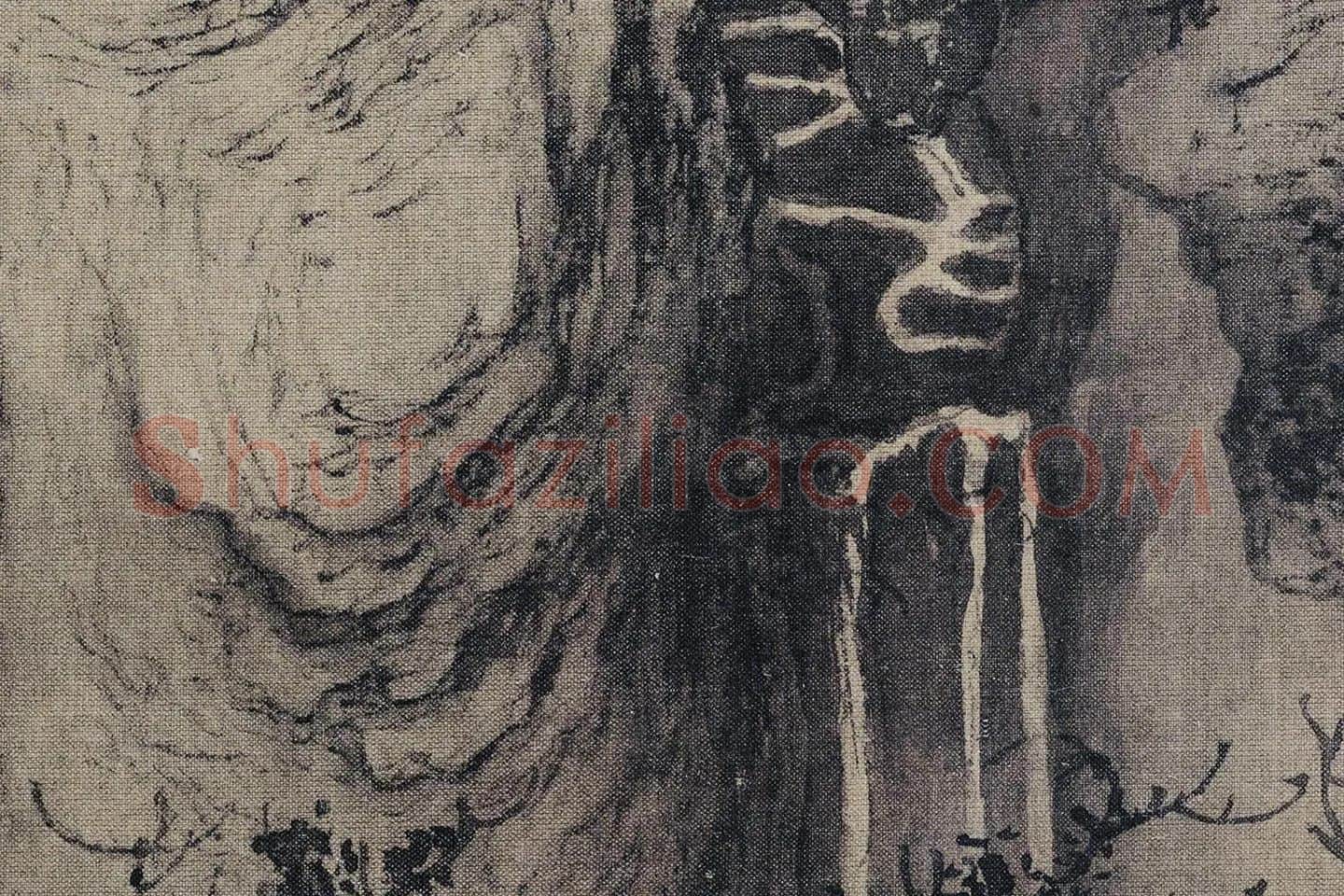 杨士贤山水画《寒山飞瀑图》局部 (5)