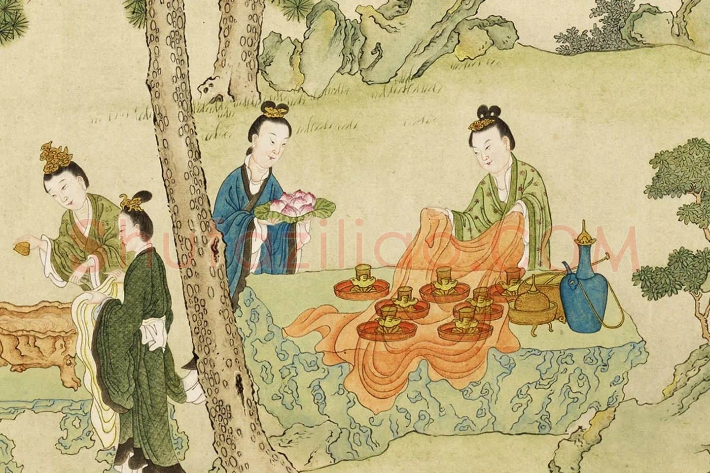 清·顾铨《摹阮郜女仙图》局部 (4)