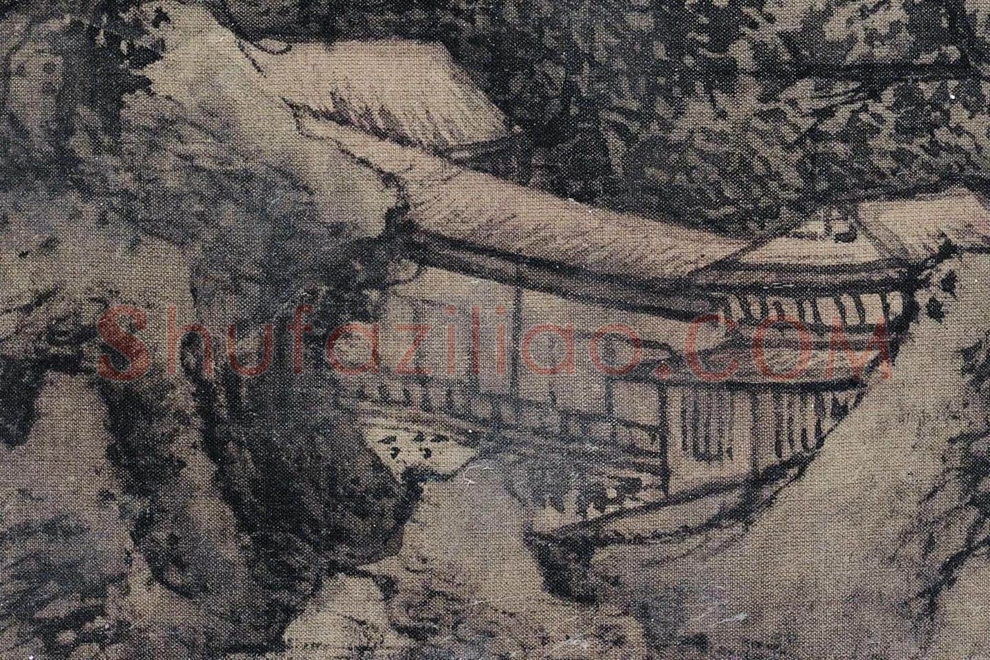 杨士贤山水画《寒山飞瀑图》局部 (6)