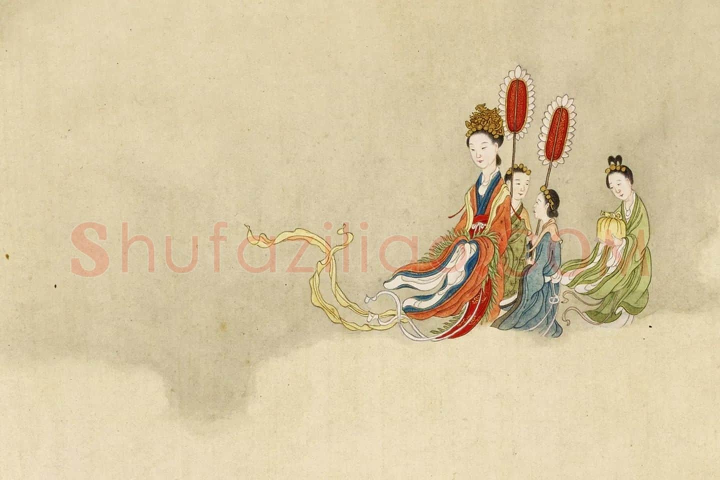 清·顾铨《摹阮郜女仙图》局部 (9)