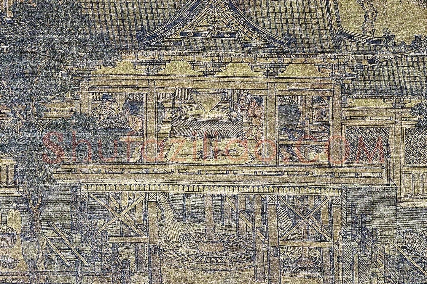 卫贤《闸口盘车图》局部 (1)