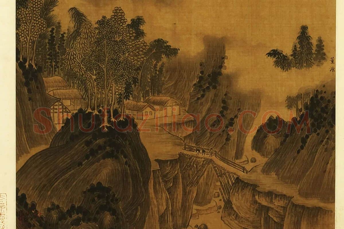 董源山水《辟疆览胜图》局部 (2)