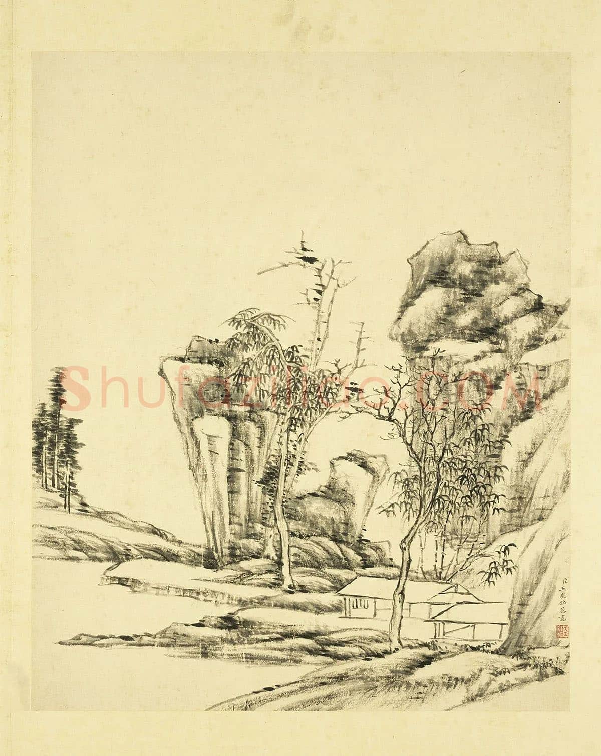 王敬铭《仿倪瓒山水》