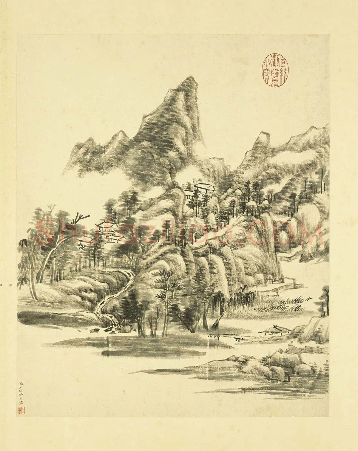 清·王敬铭《仿米芾山水》页