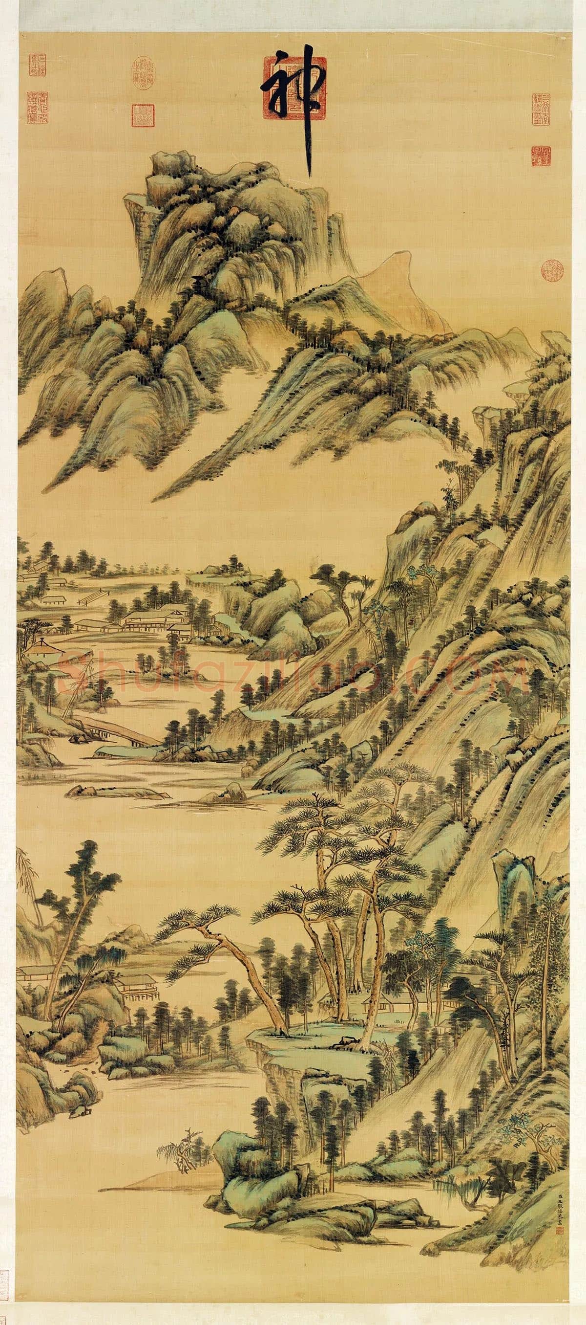 清王敬铭山水画轴
