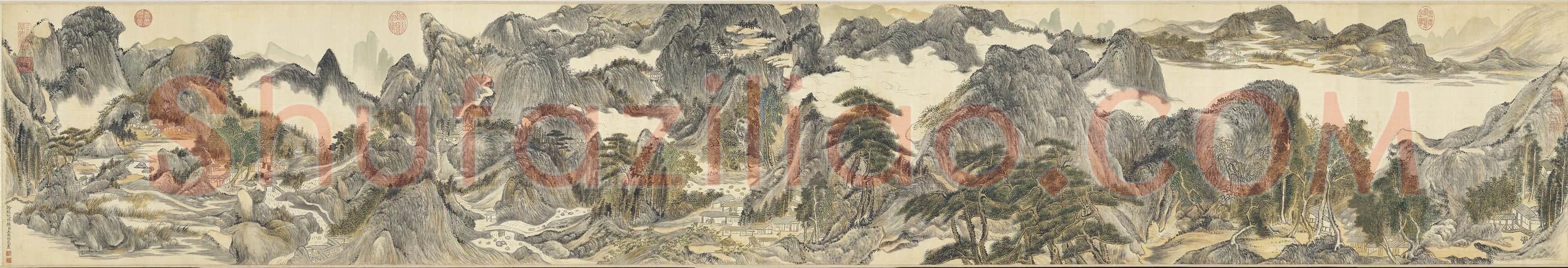 王敬铭山水画《炉峰山万叠图》卷