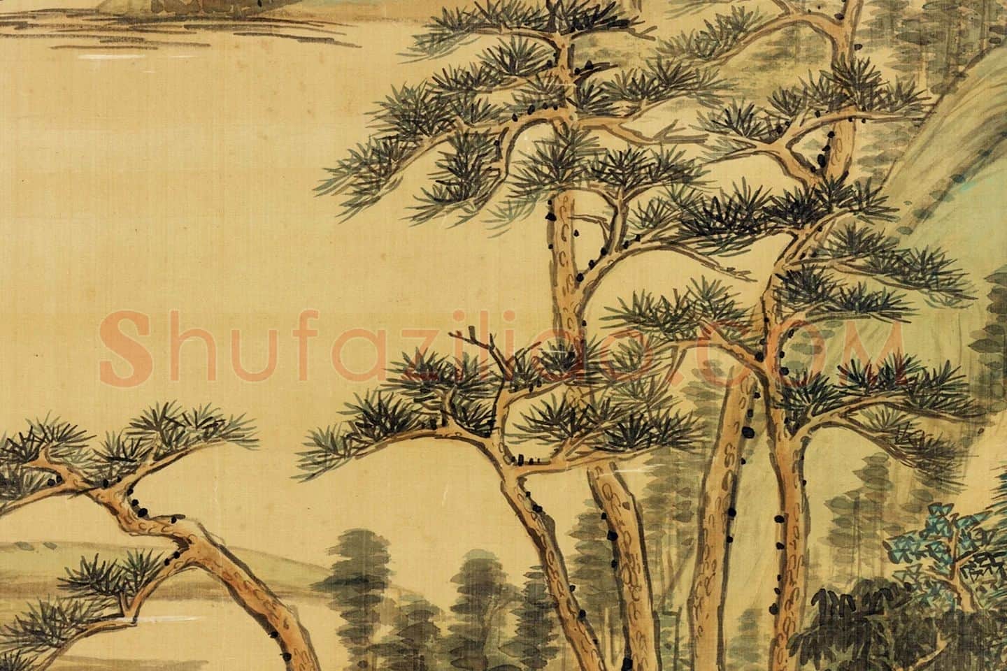 清王敬铭山水轴局部 (4)