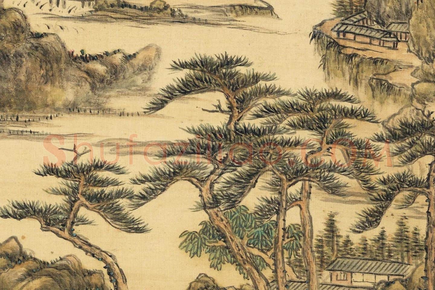 王敬铭画山水轴局部 (2)
