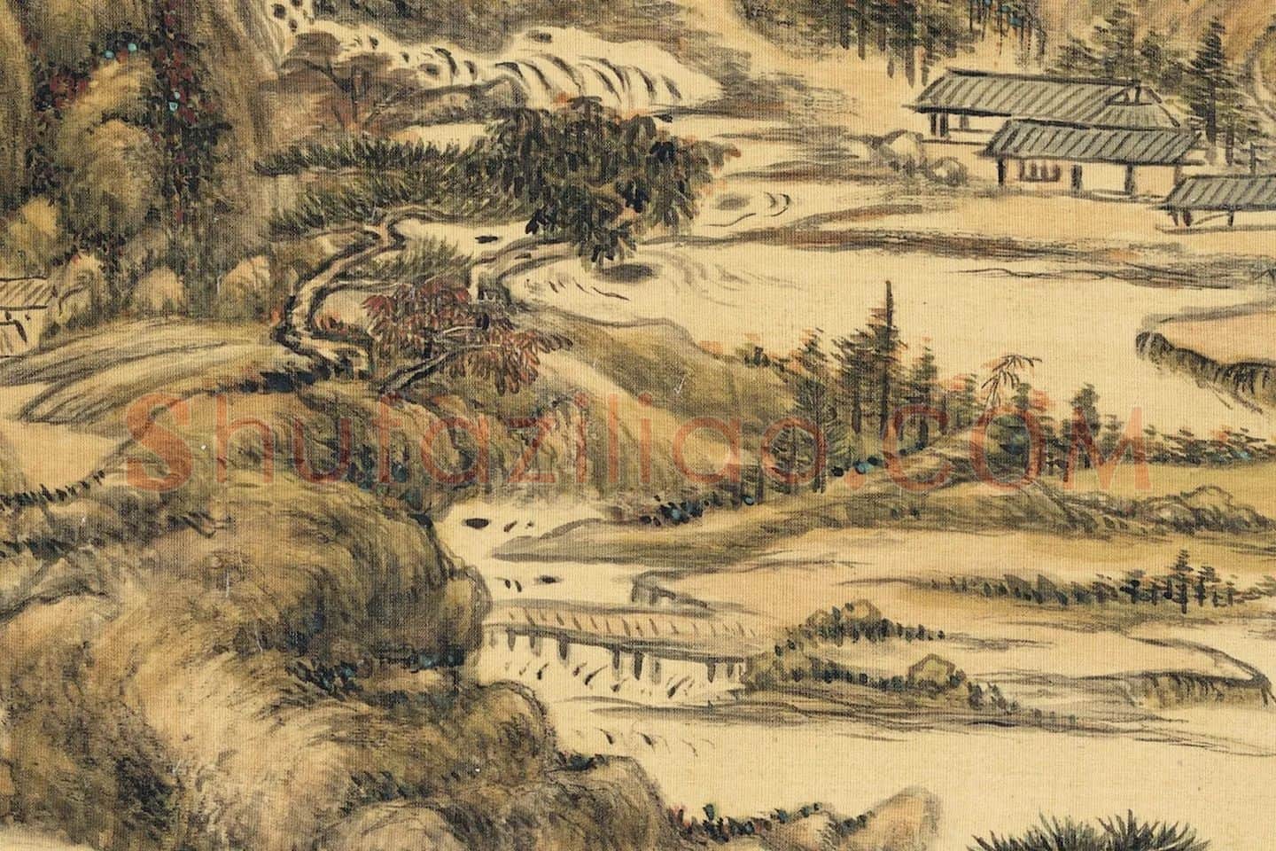 王敬铭画山水轴局部 (3)