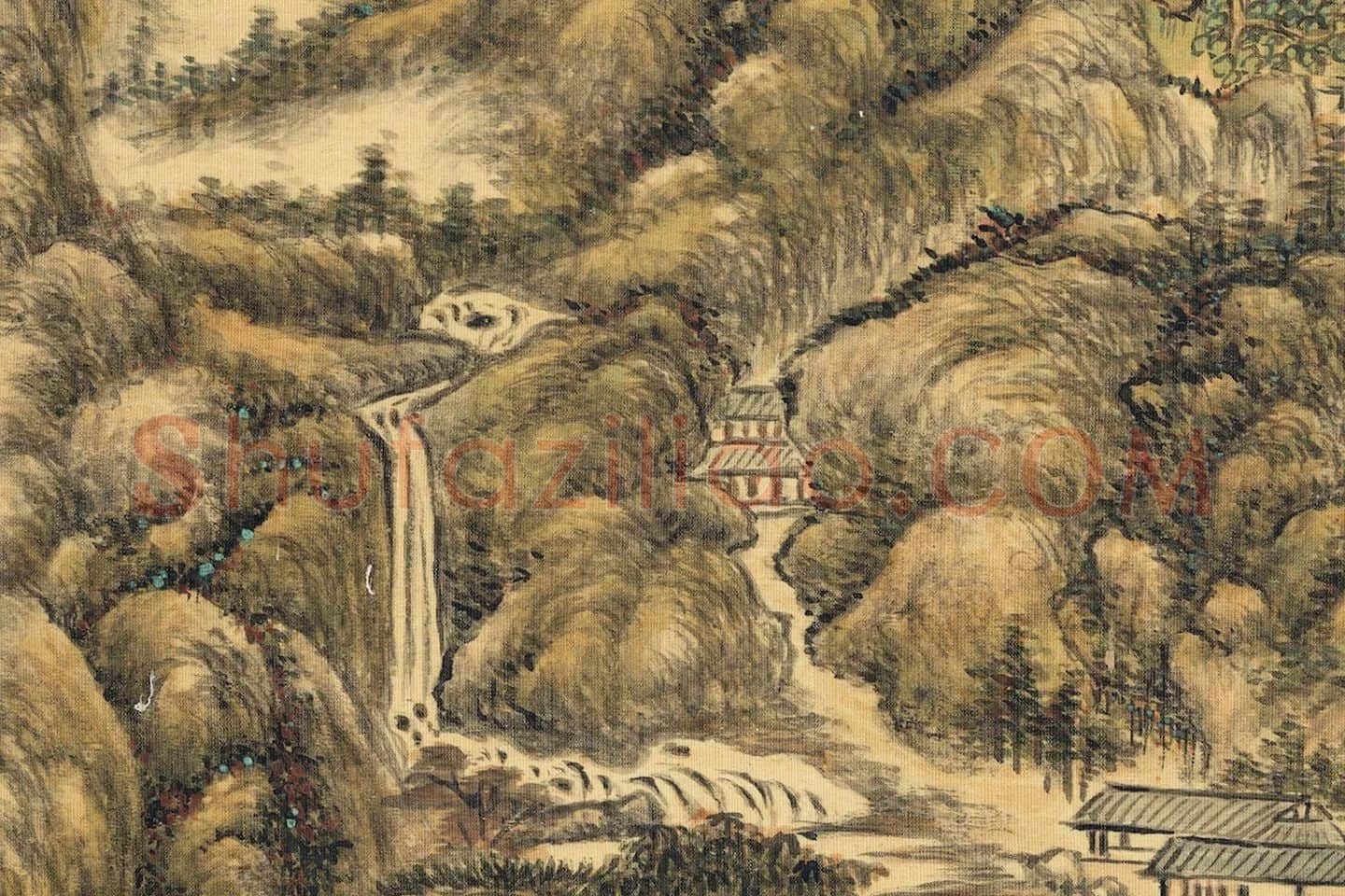 王敬铭画山水轴局部 (4)