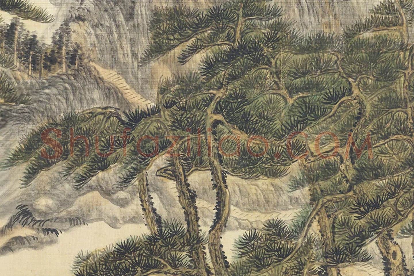 王敬铭山水画《炉峰山万叠图》局部 (6)