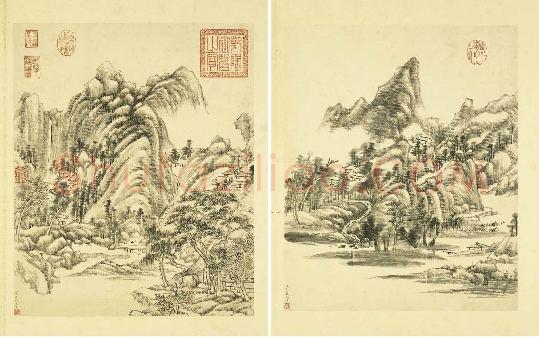 清王敬铭仿古山水画册_01