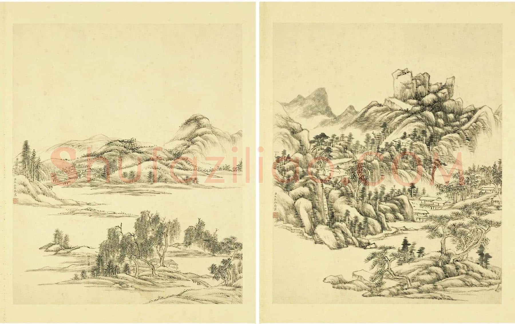 清王敬铭仿古山水画册_03