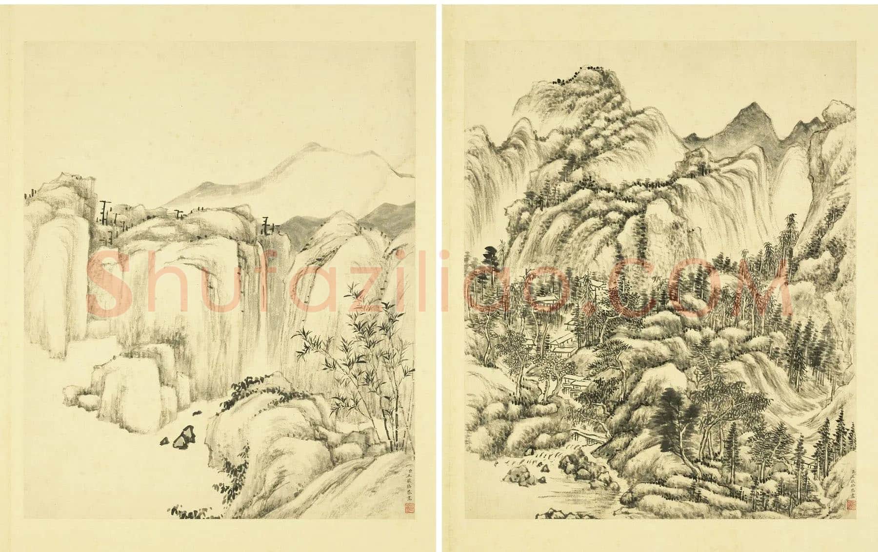 清王敬铭仿古山水画册_04