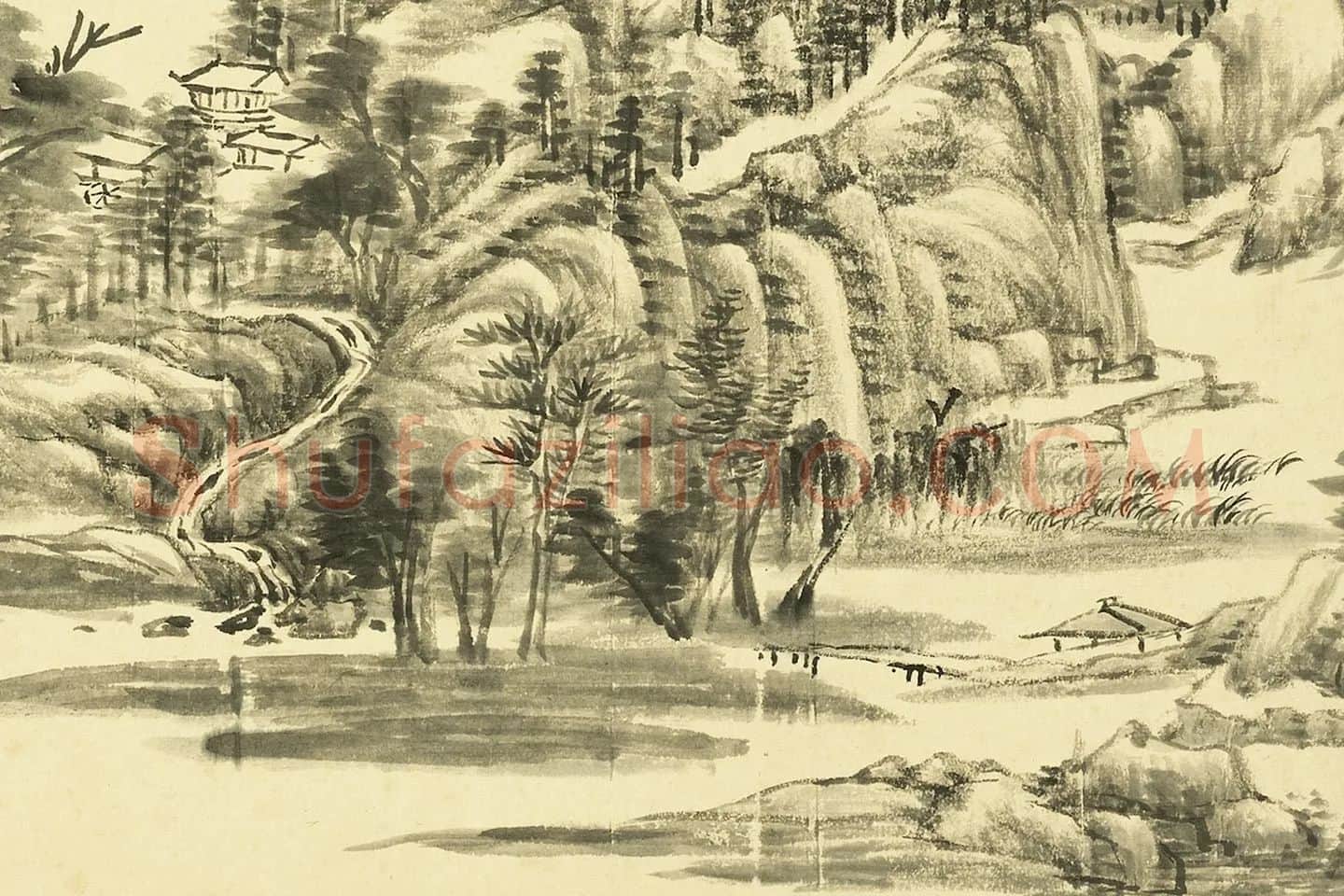 王敬铭仿古山水画册局部 (2)