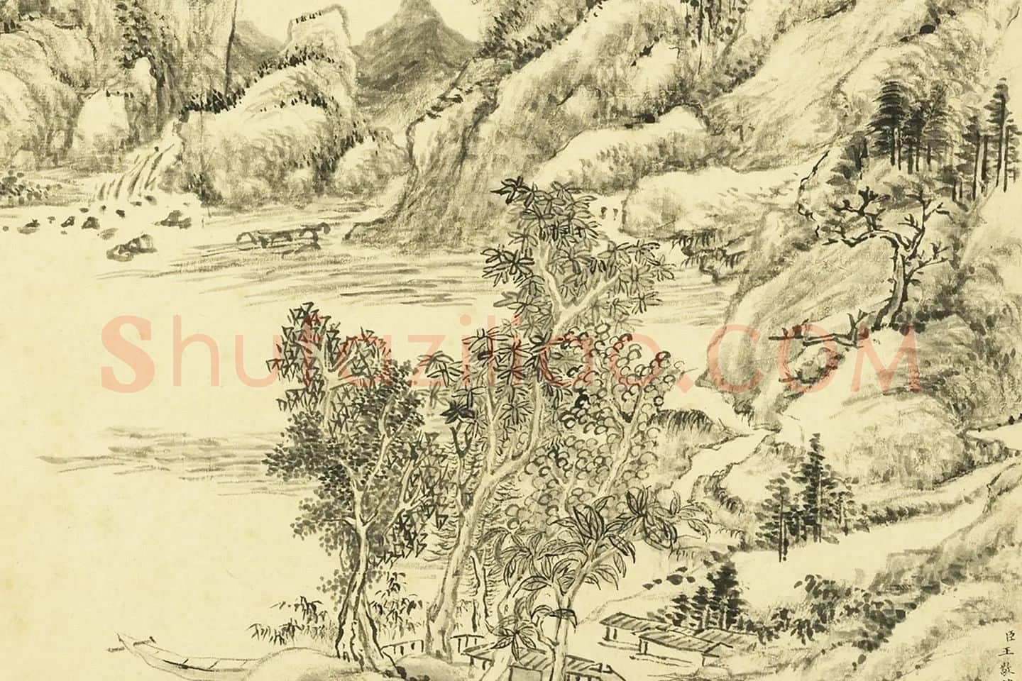 王敬铭仿古山水画册局部 (4)