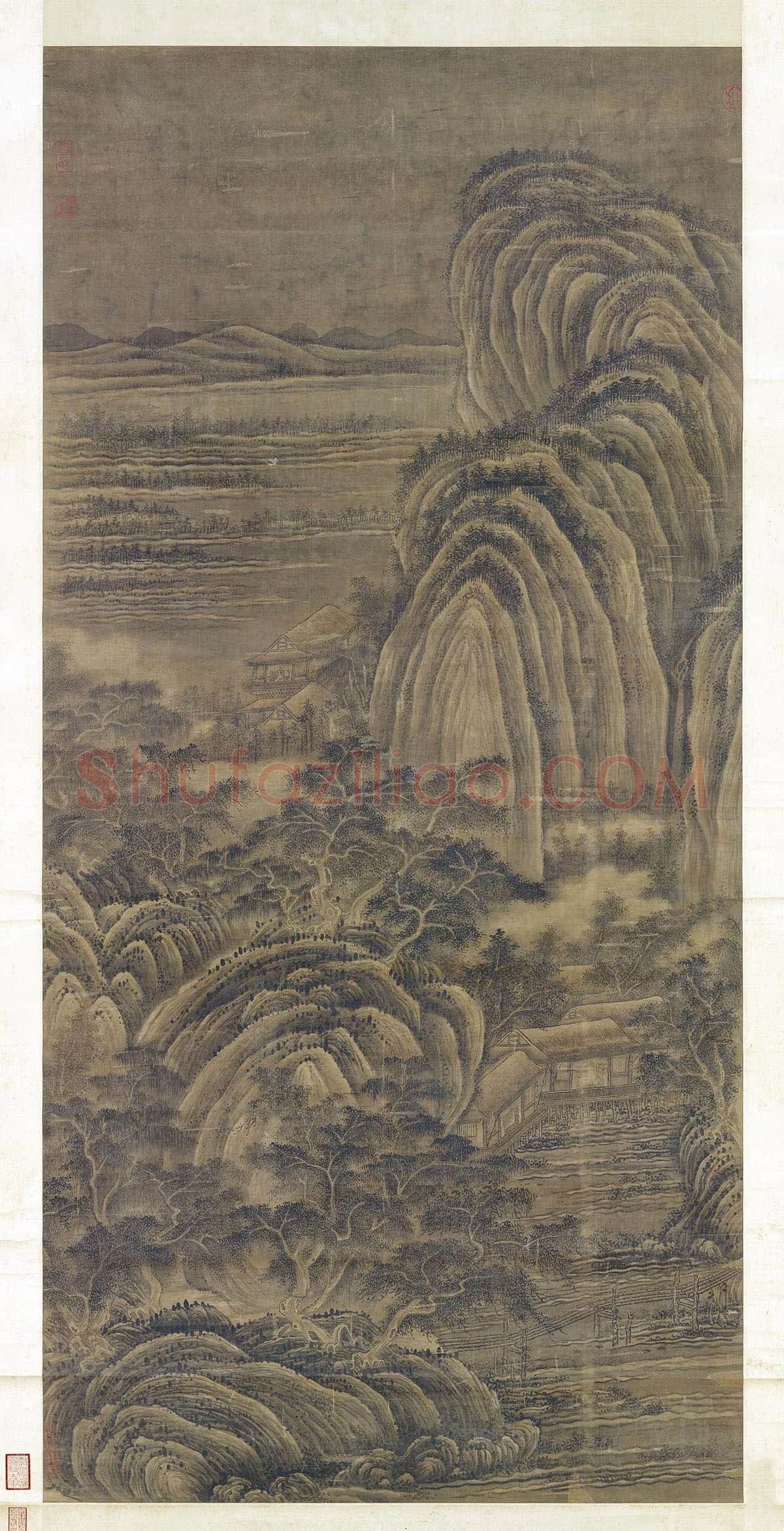 董源山水画《夏山欲雨图》轴