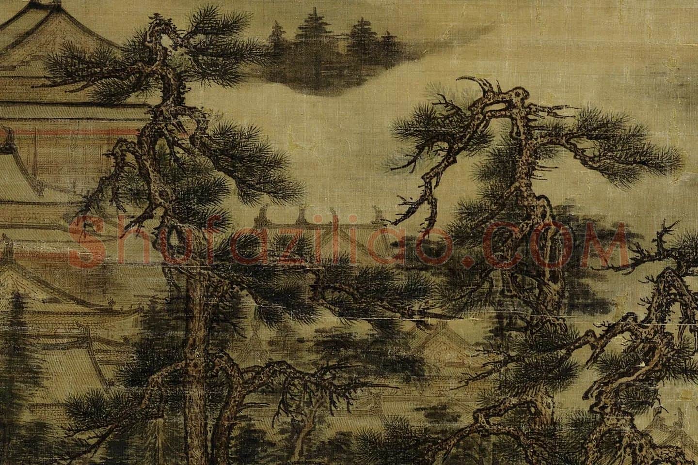 董源山水画《洞天山堂图》局部 (2)