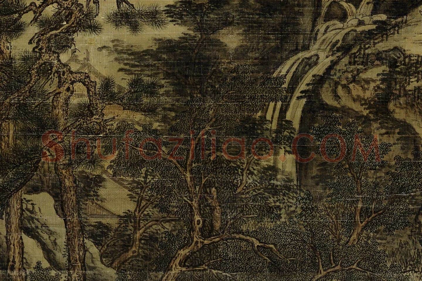董源山水画《洞天山堂图》局部 (3)