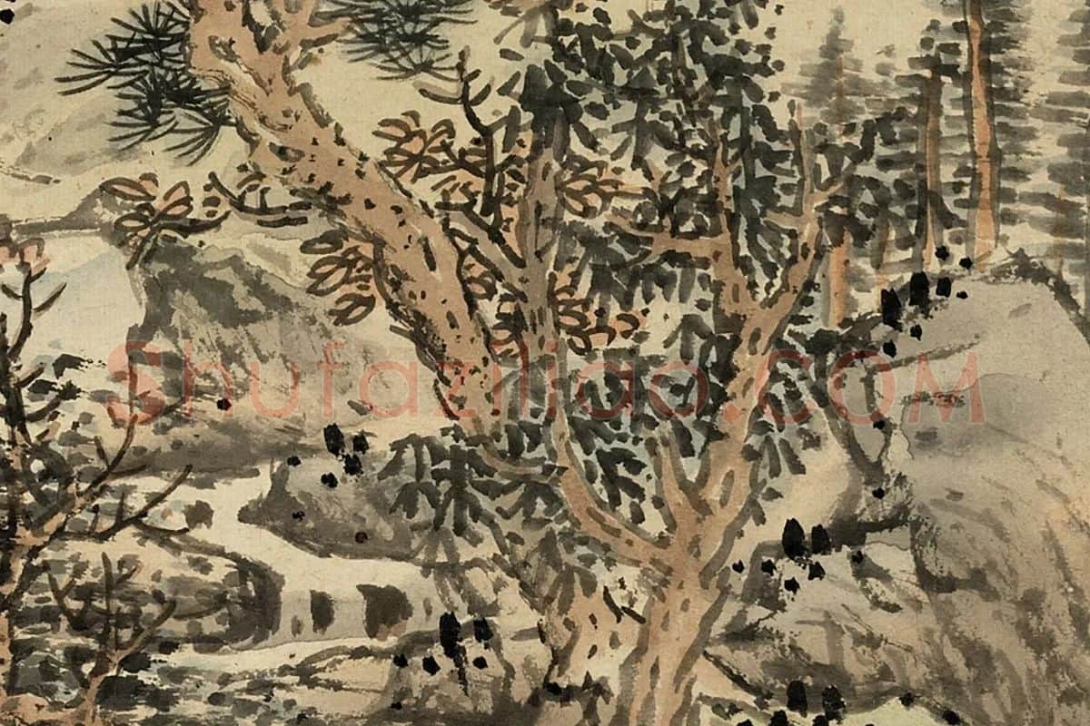 蓝瑛临荆浩山水画法局部 (2)