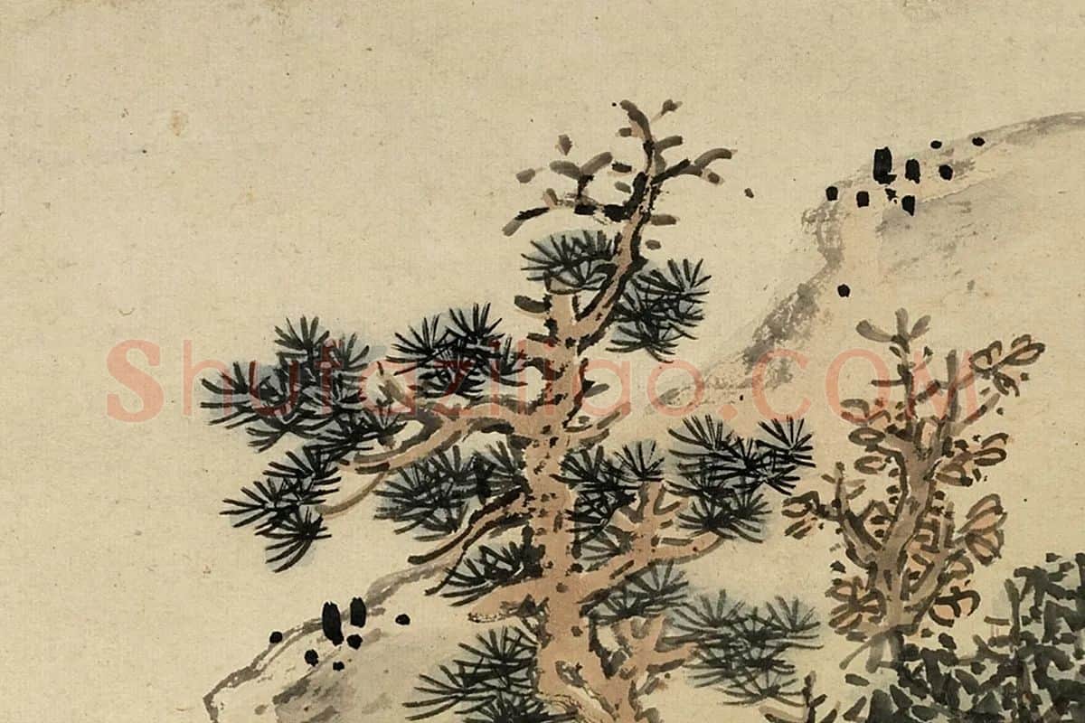 蓝瑛临荆浩山水画法局部 (3)