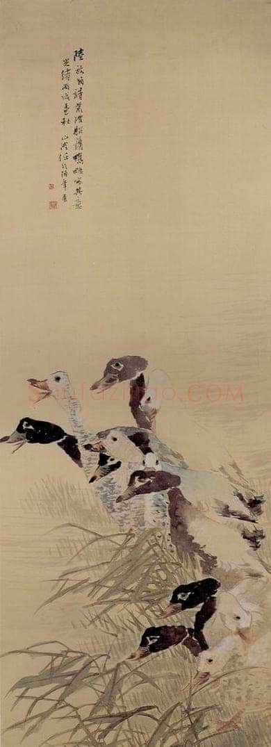 清 任颐 《芦鸭图》 书画作品