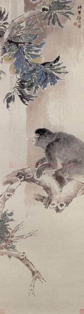 清 任颐 《桃猴图》 书画作品