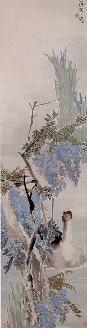 清 任颐 《紫藤鹅图》 书画作品