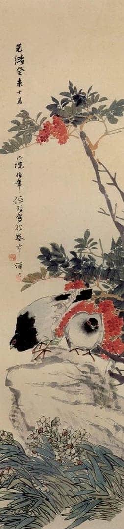 清 任颐 《天竹水仙图》 书画作品