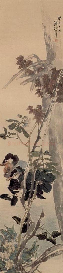 清 任颐 《豆花鸳鸯图》 书画作品