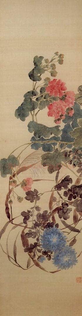 清 任熊 《花卉图屏》 书画作品
