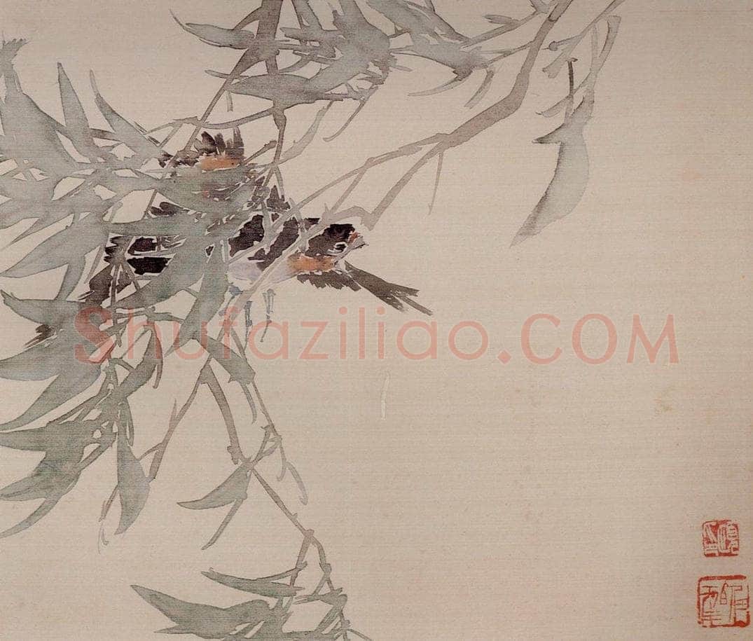 清 任颐 《花鸟图册》 书画作品