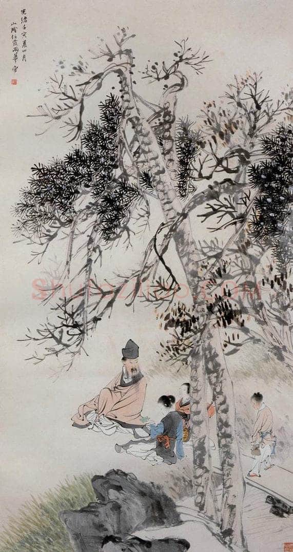 清 任霞 《山水人物图》 书画作品