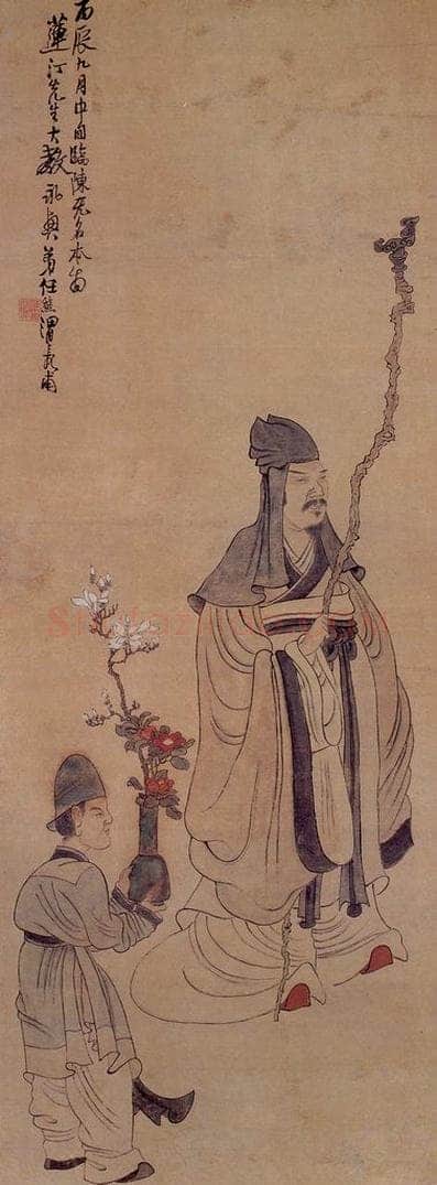 清 任熊 《临陈字人物图》 书画作品