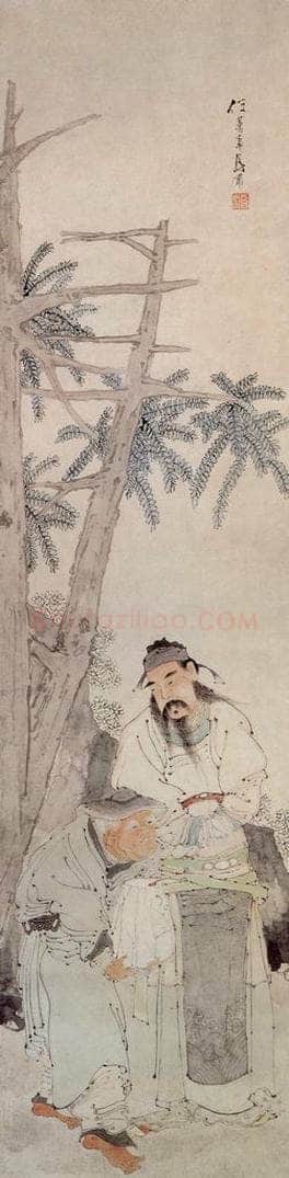 清 任薰 《人物图屏》 书画作品