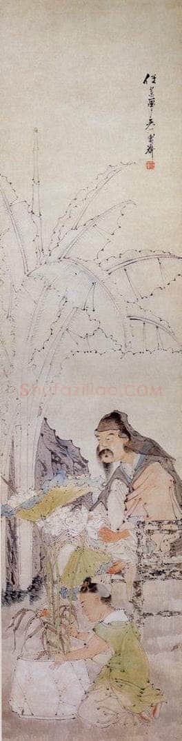 清 任薰 《人物图屏》 书画作品