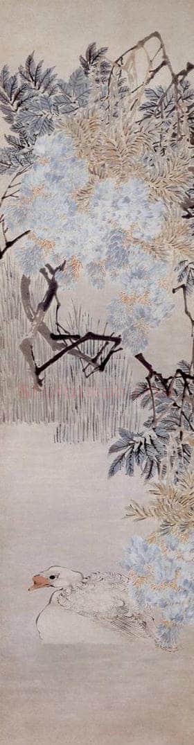 清 任薰 《花鸟图屏》 书画作品
